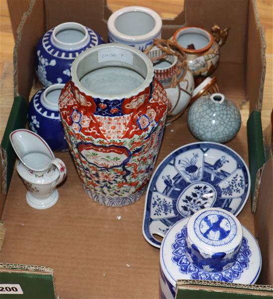 A quantity of Chinese and Japanese wares including Imari and blue and white